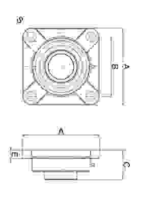 SF 4-bolt stainless steel flange bearings drawing