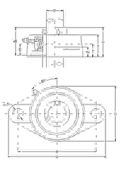 SFL 2-bolt stainless steel flange bearings drawing
