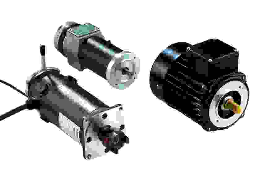 Three different motors on a white background