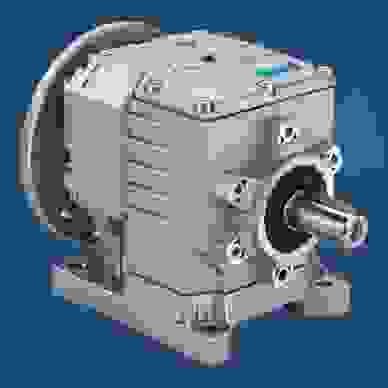 Hydro-Mec helical gearboxes on a blue background