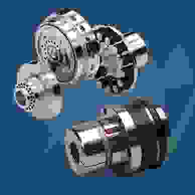 Safety and disengageable couplings on blue background 