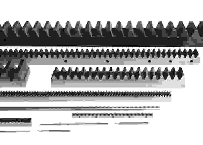Gear racks of different lengths on a white background