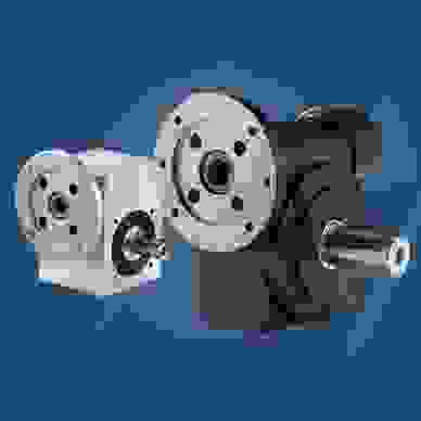 Worm gearboxes on blue background 