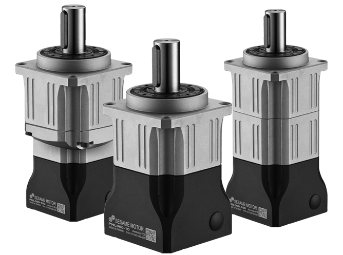 Three PHL premium high precision planetary gearboxes with output shaft from PHL-series
