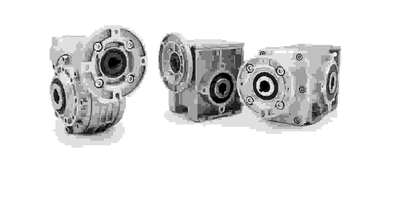 Three different Hydro-Mec gearboxes on transparent background