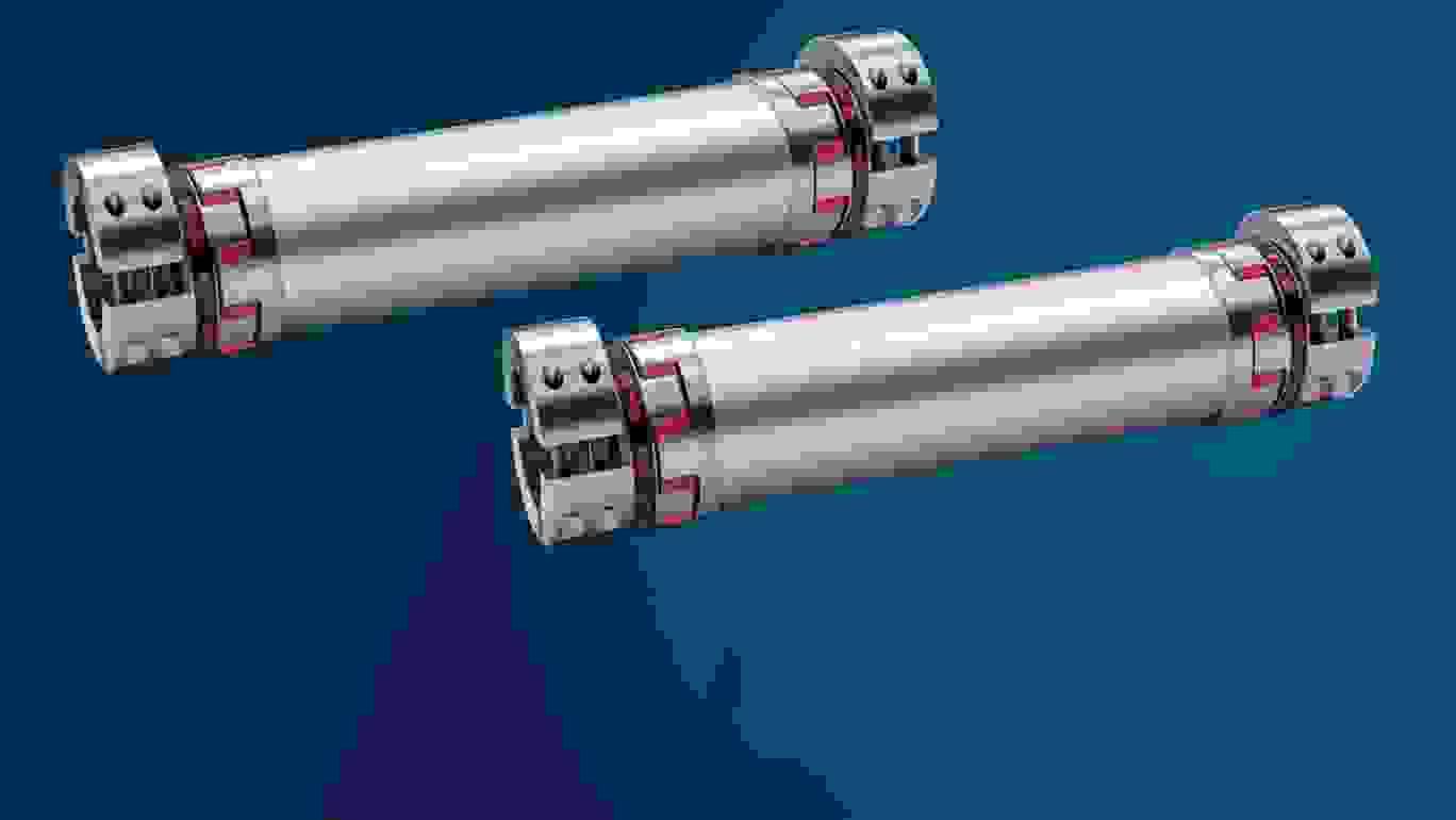 Connection shafts on blue background