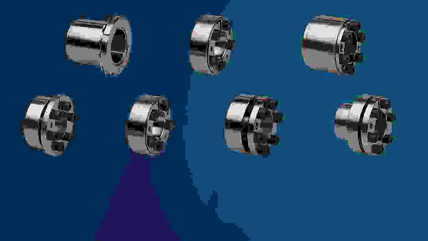 Shaft hub connections on blue background
