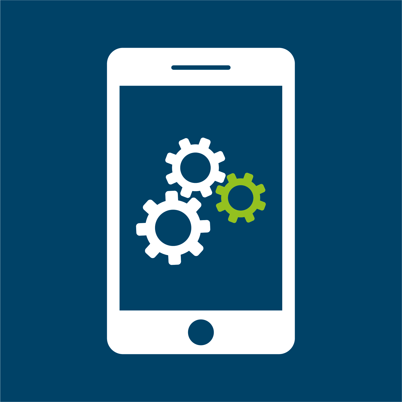  Gears on smartphone screen animation on blue background