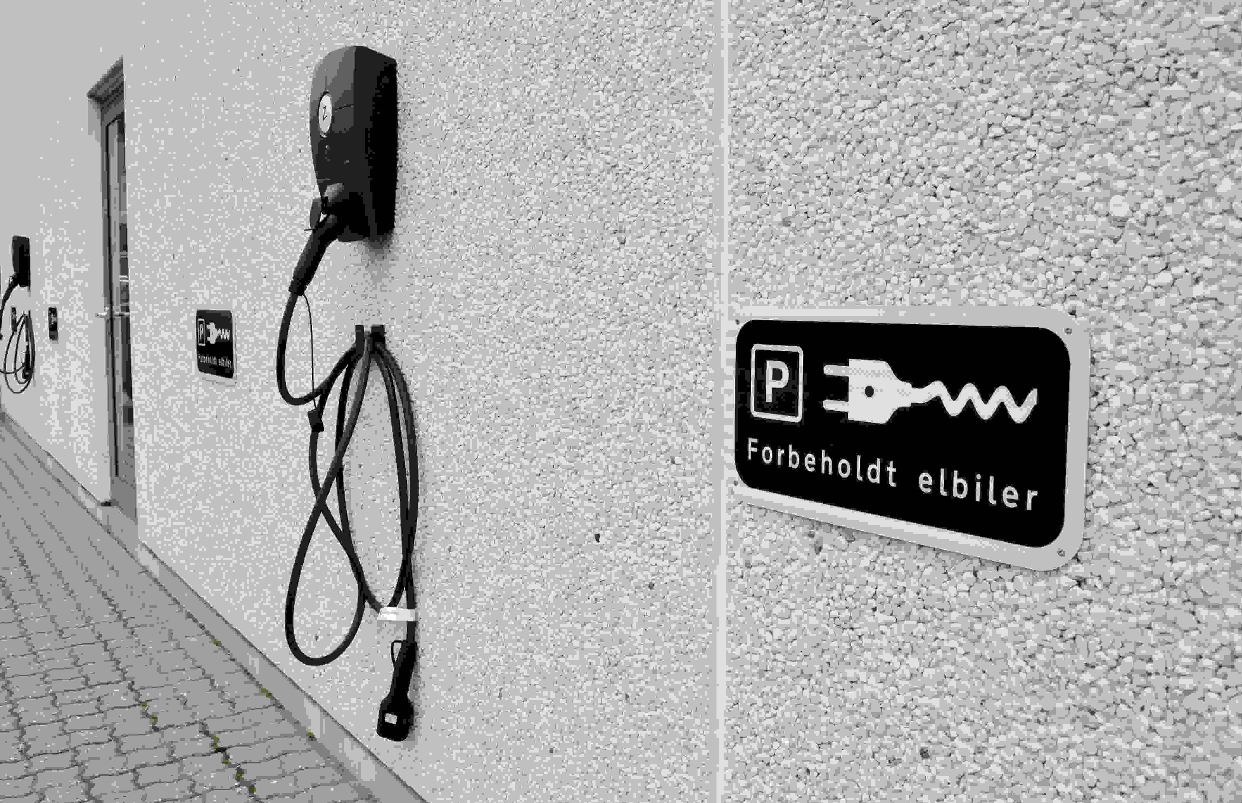 Charging station with sign - for electric cars only