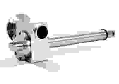 Stainless actuator on white background