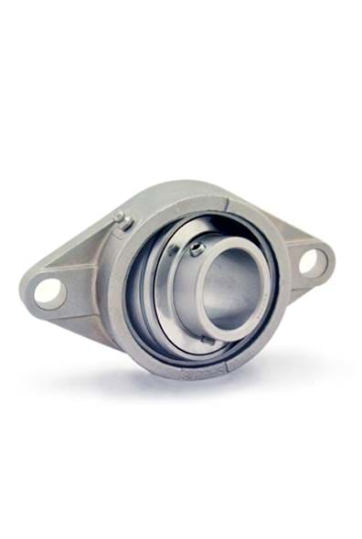SFL 2-bolt stainless steel flange bearings with white background