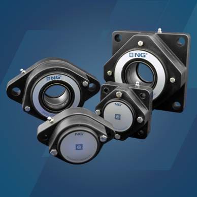  Four NG waterproof bearings with closed and open covers on blue background