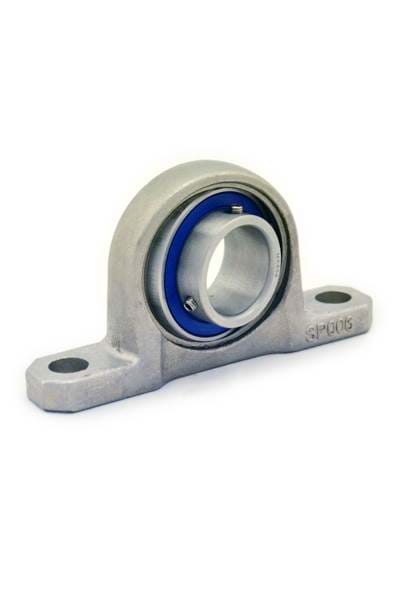 MKP mini stainless steel pillow block bearings with white background