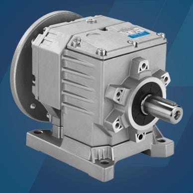 Hydro-Mec helical gearboxes on a blue background
