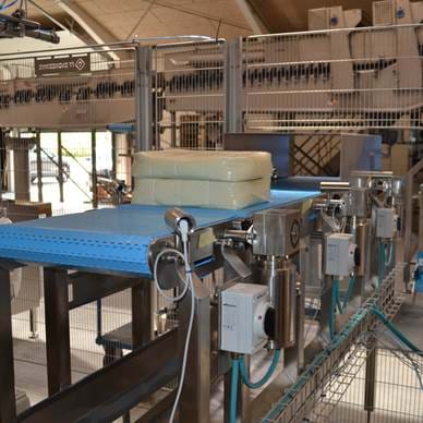 Stainless bevel gear in use in cheese production