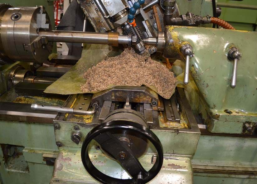Bronze shavings from the machining process at BJ-Gear 