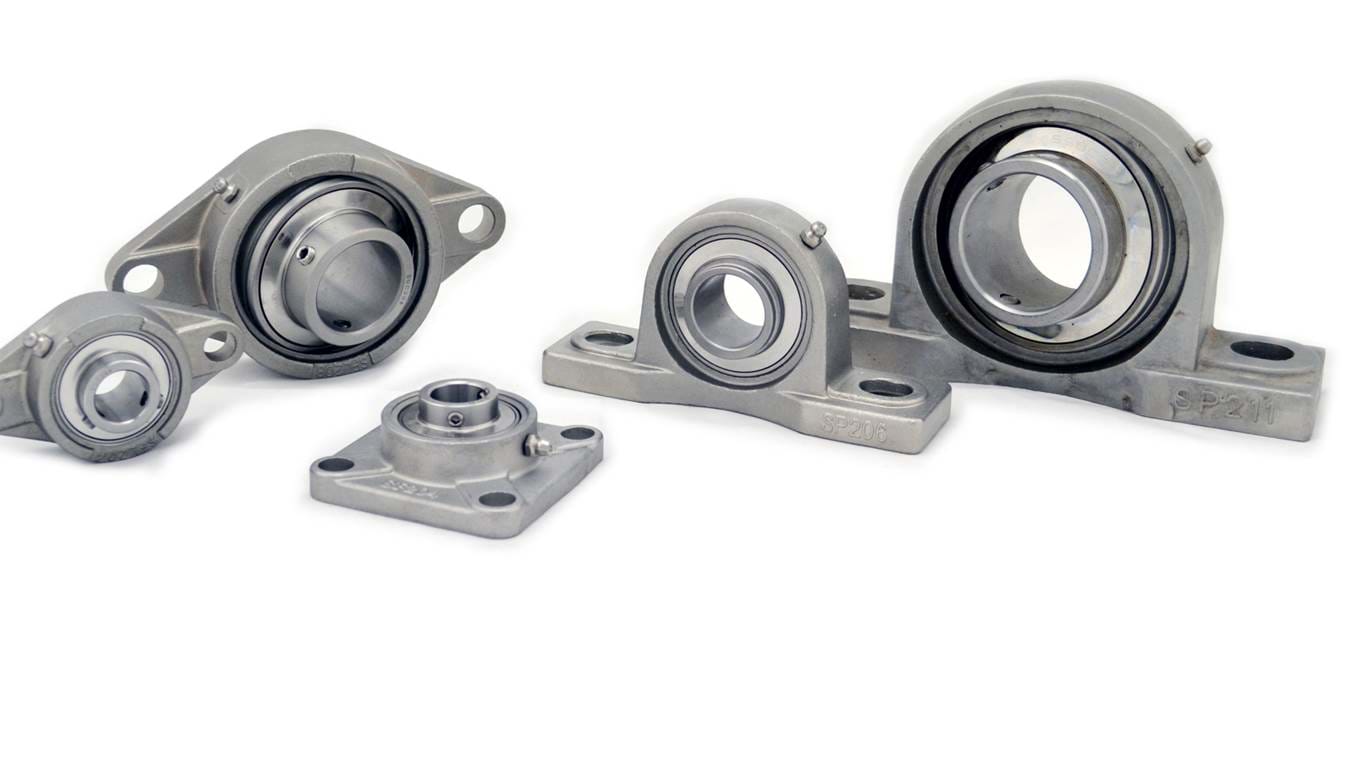 Stainless steel bearings on a white background