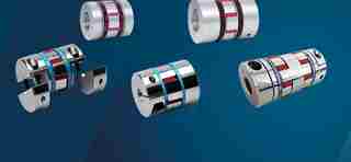 Five different types of claw and servo couplings on blue background 