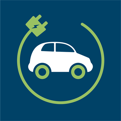  Electric car charging animation on blue background