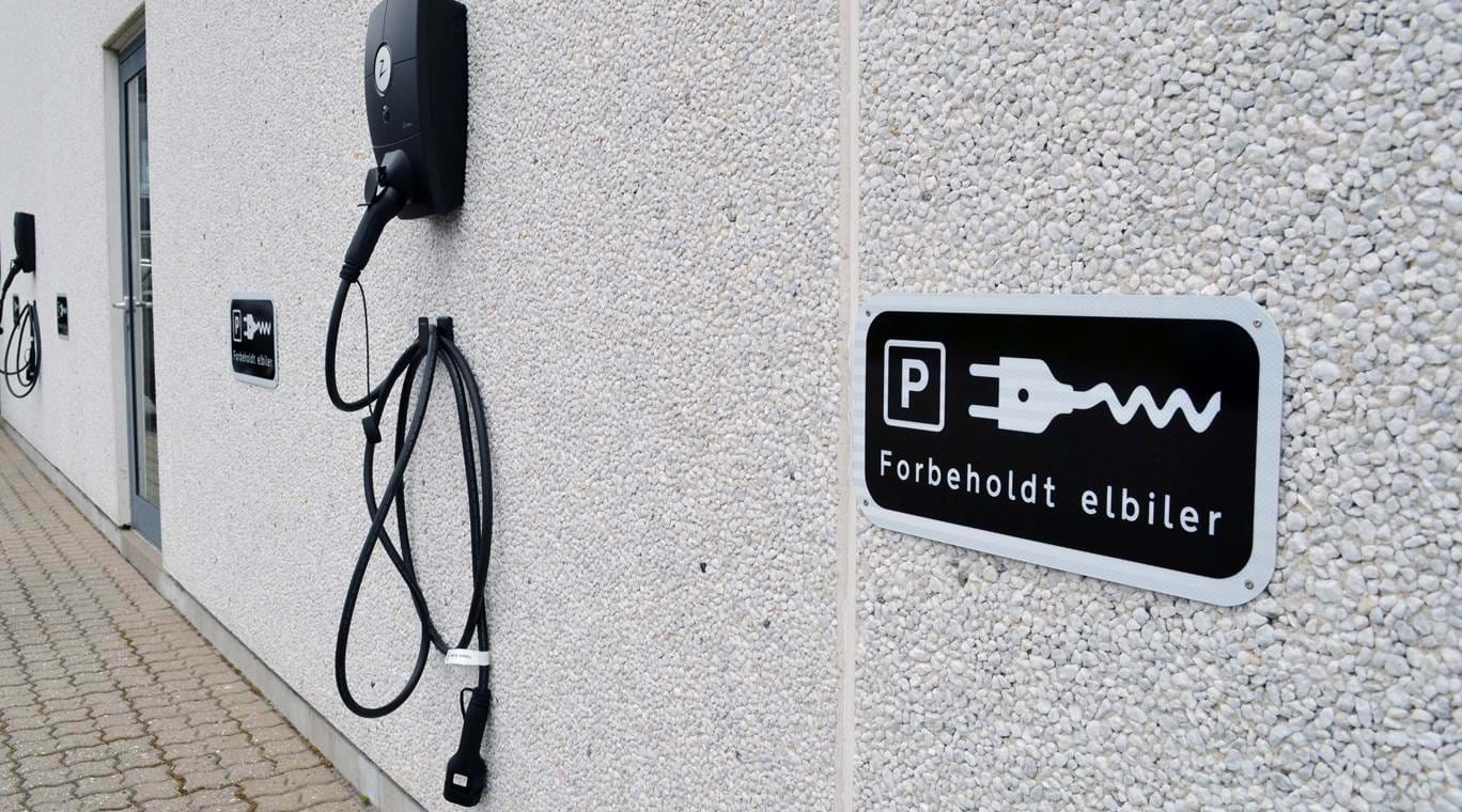 Charging station with sign - for electric cars only