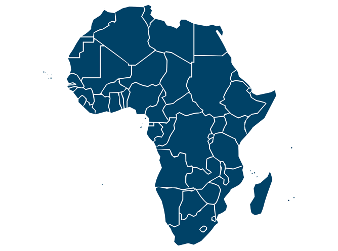 Map of Africa in white and blue
