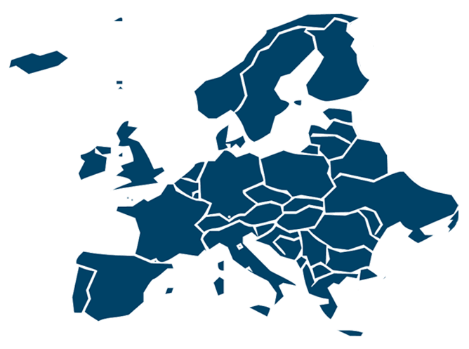 Map of Europe in white and blue 
