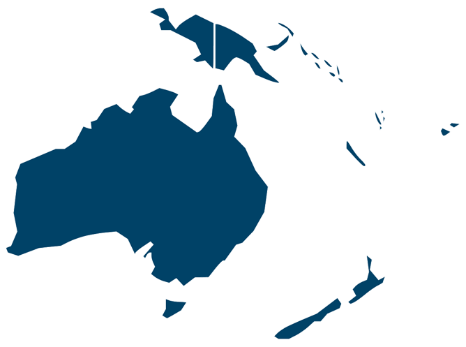 Map of Oceania in white and blue